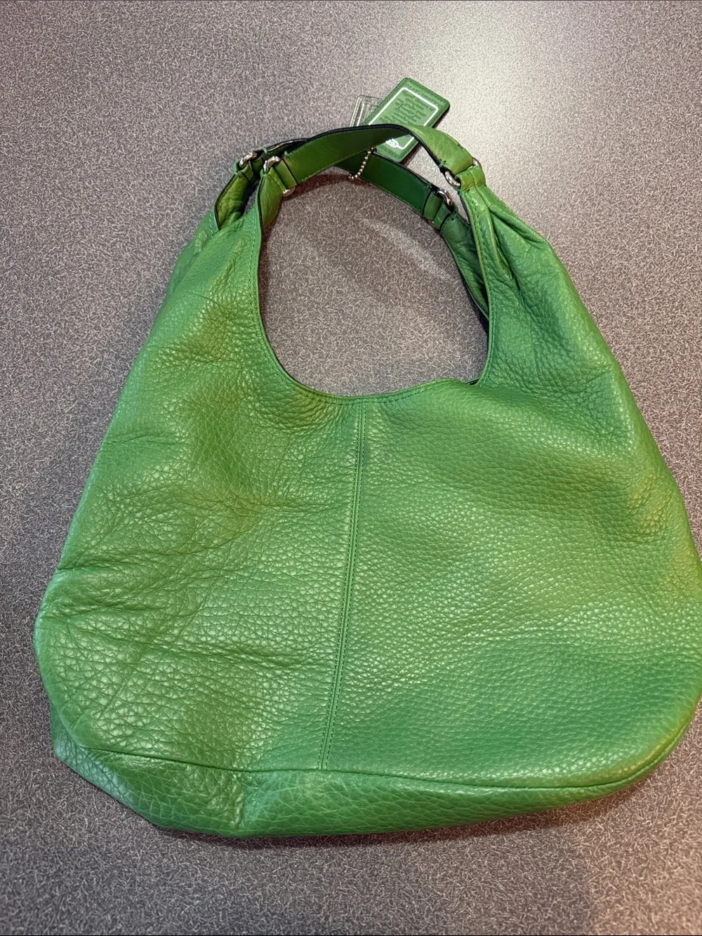 Coach Green Pebbled Leather Shoulder Hobo with matching wallet
